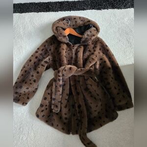 Hooded Faux Shearling Coat Med NWOT